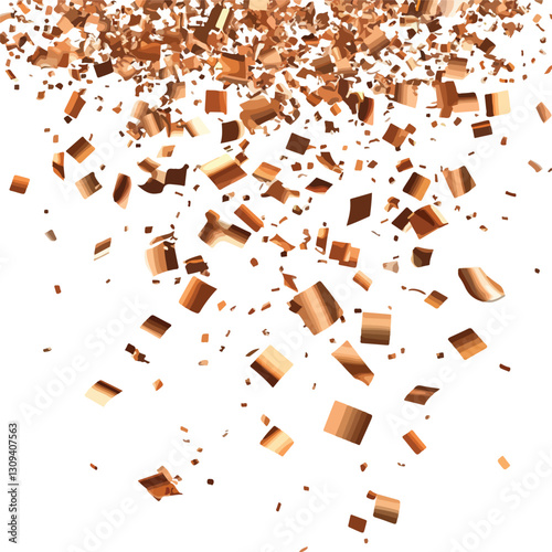 Elegant Flying Bronze Confetti Isolated Cutout