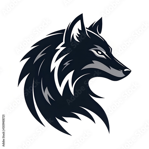 black wolf logo vector illustration, Design element for logo, poster, card, banner, emblem, t shirt. Vector illustration