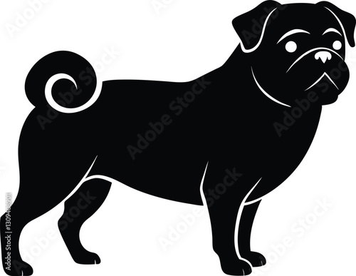 pug dog silhouette,pug dog vector icon