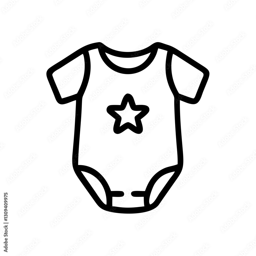 Baby onesie icon, children's clothing, vector illustration, black and white, infant fashion Baby onesie icon, children's clothing, vector illustration, black and white, infant fashion