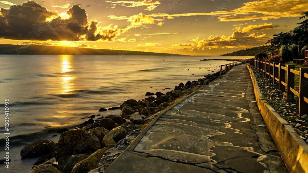 Golden hues reflect on calm water while the sun sets behind the distant hills, creating a peaceful atmosphere along the shore Golden hues reflect on calm water while the sun sets behind the distant hills, creating a peaceful atmosphere along the shore