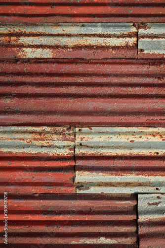 Vertical Rusty corrugated iron.