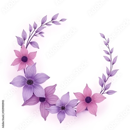 floral frame with pink flowers