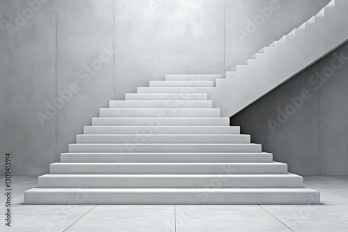 Modern Minimalist White Staircase 3D Illustration