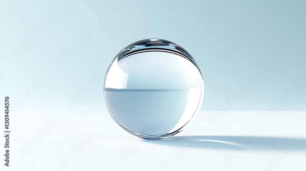 Translucent sphere rests on a pristine white surface bathed in soft light evoking purity and simple elegance Translucent sphere rests on a pristine white surface bathed in soft light evoking purity and simple elegance