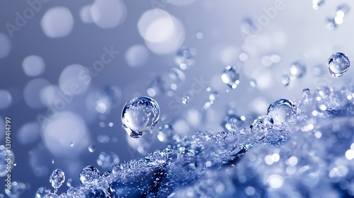 Wallpaper Mural Captivating water droplets in mid-air suspended sparkling against a muted blue background showcasing purity and motion Torontodigital.ca