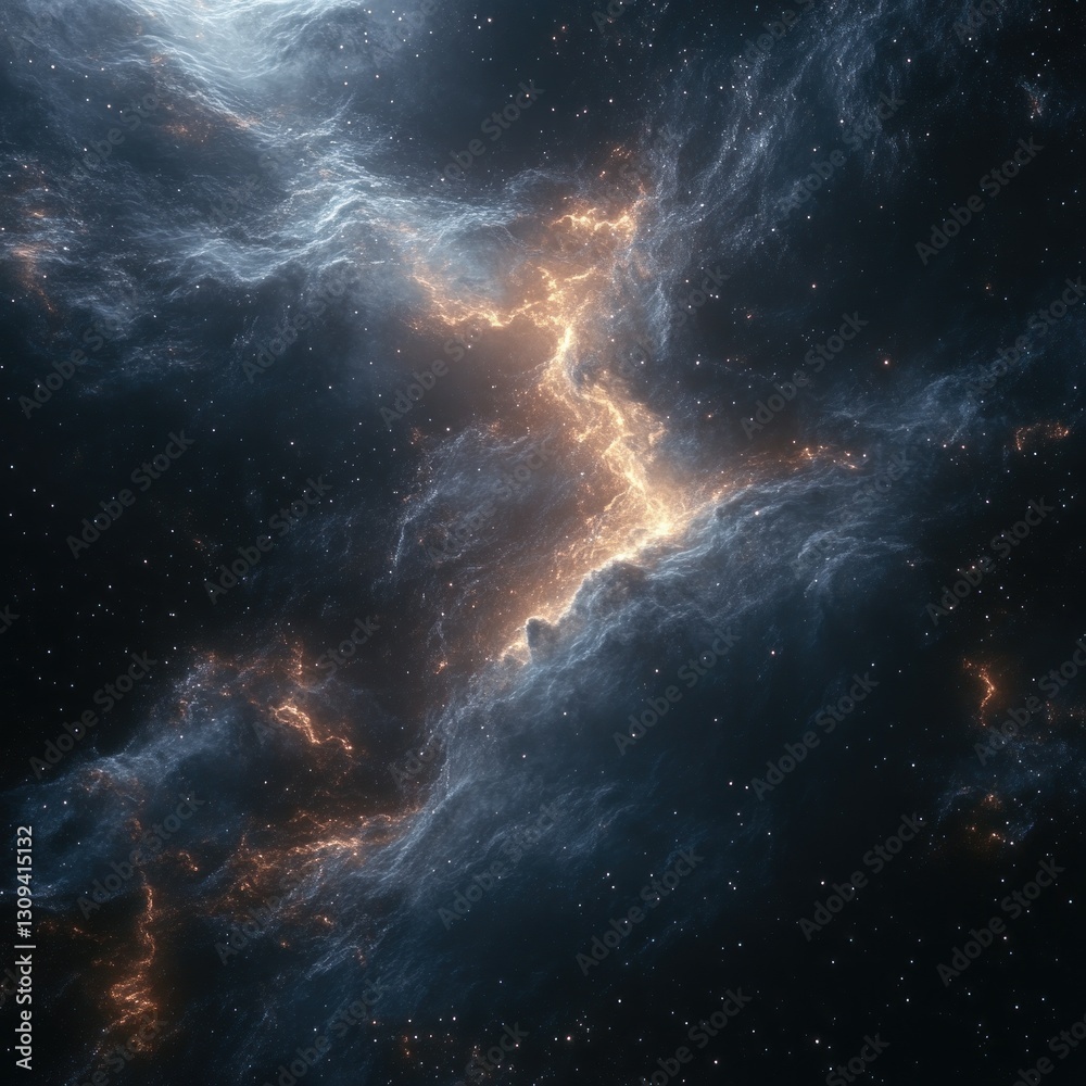 Fototapeta premium Cosmic Nebula: A Celestial Tapestry of Light and Dark