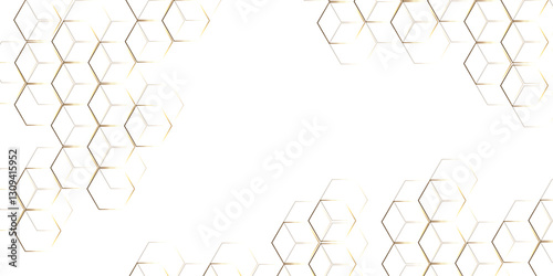 Abstract hexagon white background with shadow .golden background Futuristic blue neon honeycombs. Modern technology design. Vector illustration.