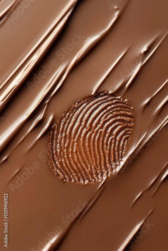 Obraz na płótnie A chocolate fingerprint imprint on a smooth surface, conceptual image w salonie
