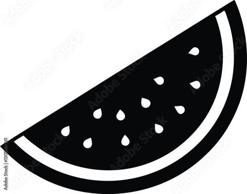 Watermelon slice  black silhouette,Watermelon vector icon