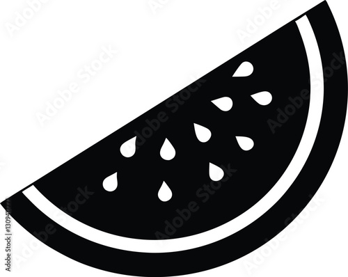 Watermelon slice  black silhouette,Watermelon vector icon