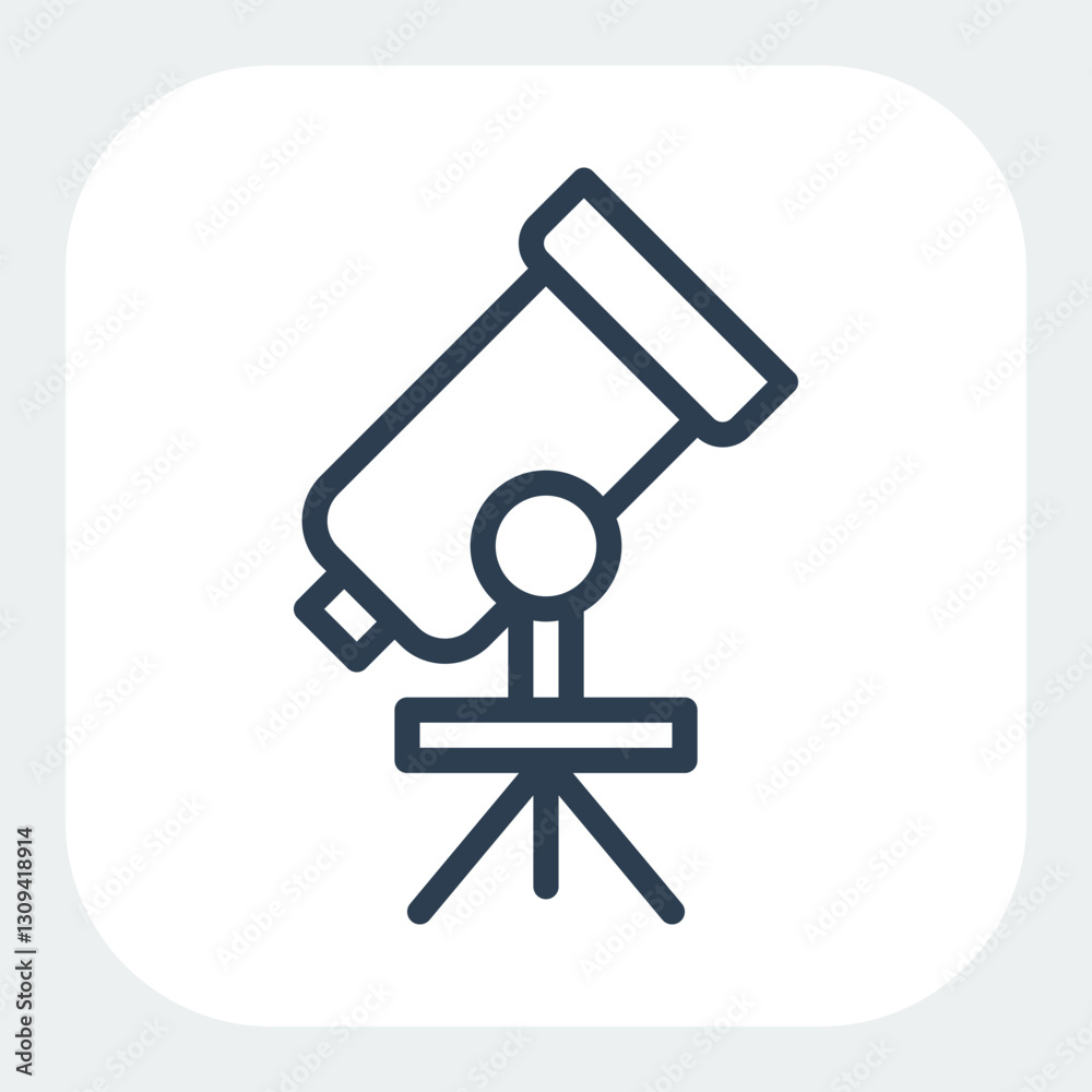 telescope icon in black line style telescope icon in black line style