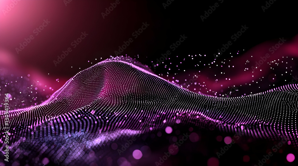 custom made wallpaper toronto digitalAbstract Digital Waveform With Purple And Pink Particles On Black Background