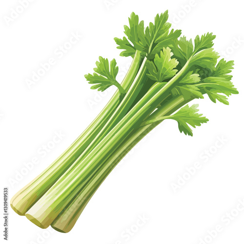 Fresh Green Celery Isolated Cutout Single Object