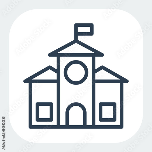 building icon in black line style