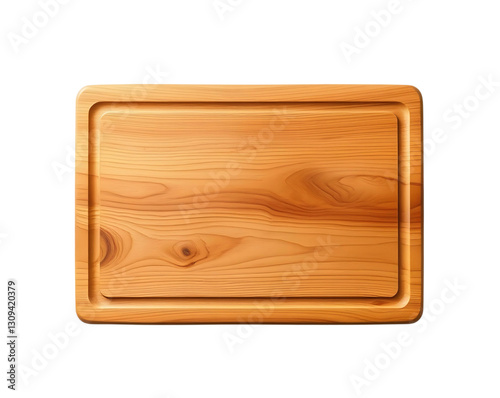 A wooden chopping board on a white background