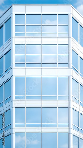 Modern Building Facade  Glass Windows  Architectural Illustration