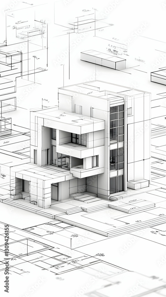 Fototapeta premium Modern House 3D Architectural Illustration