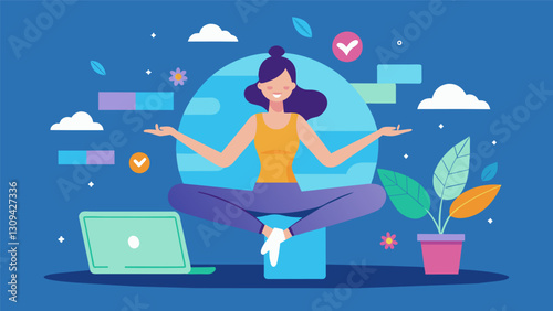 The beauty of a virtual aerial yoga class is that you can participate from anywhere in the world with no physical limitations.. Vector illustration