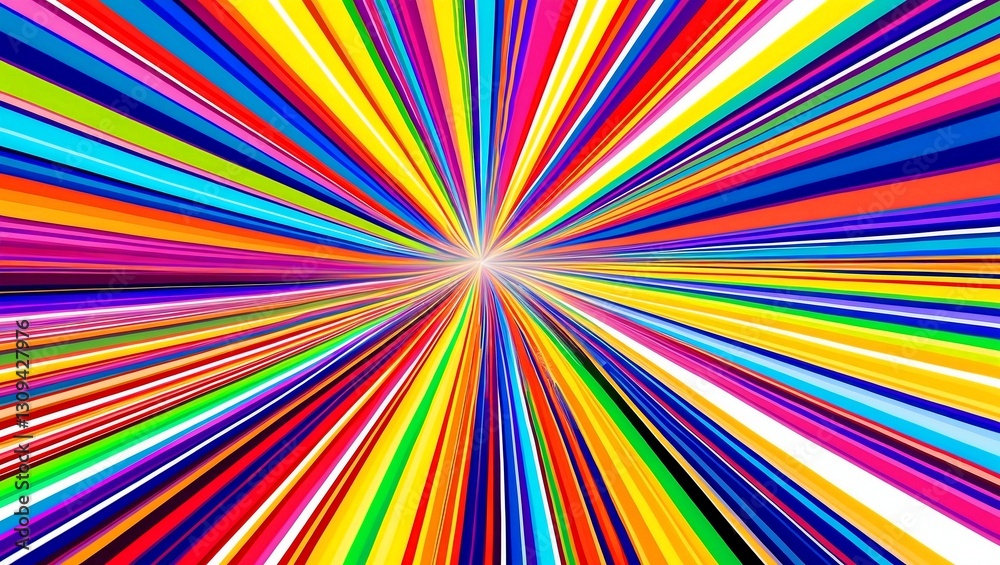Vibrant stripes converging in radiant dynamic perspective Vibrant stripes converging in radiant dynamic perspective