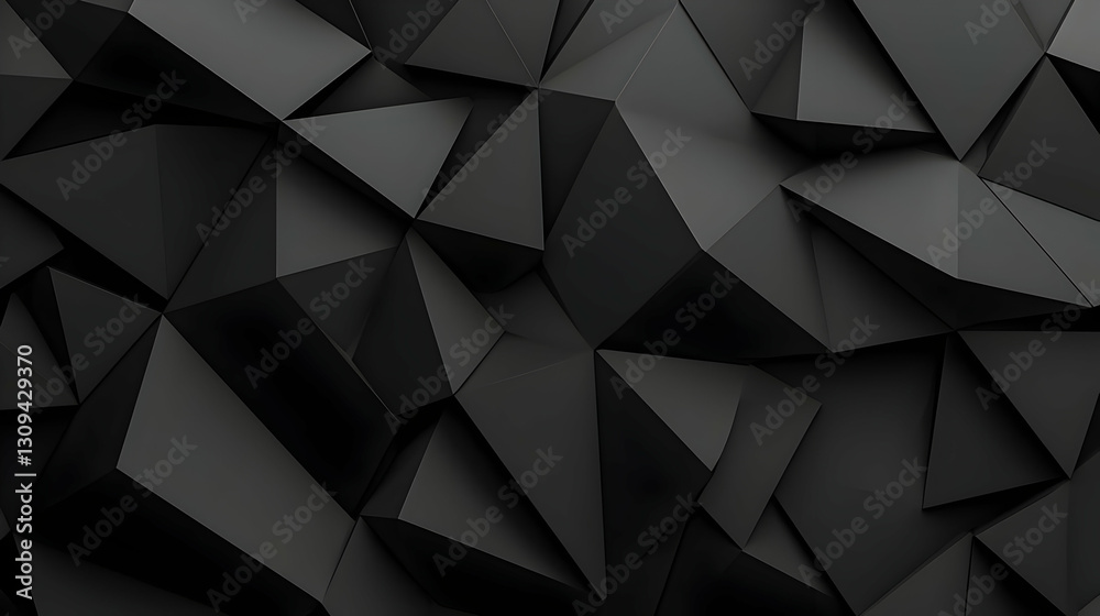 Abstract Black Polygonal Background with Geometric Triangles and Shadow Effects Abstract Black Polygonal Background with Geometric Triangles and Shadow Effects