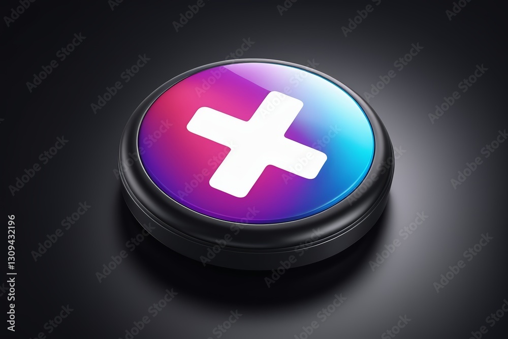 Fototapeta premium a close up of a button with a plus symbol on it