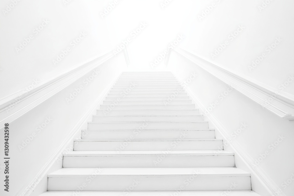 Bright White Staircase Leading to a Light Source Above Bright White Staircase Leading to a Light Source Above