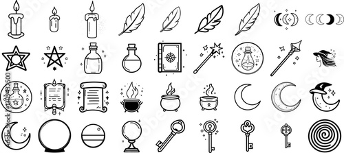 Magical Witchy Elements Doodle Icon Pack