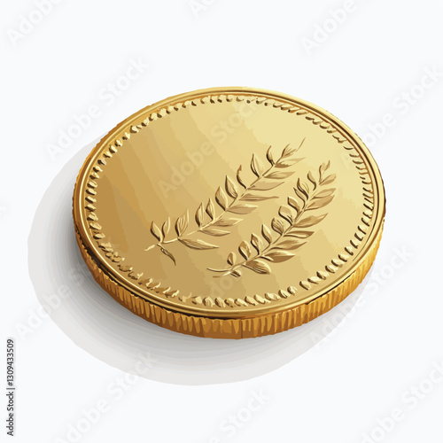 Golden 3D Rendered Coin Icon Isolated on White Background