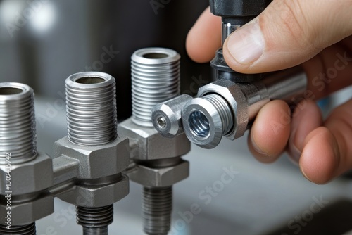 Hand Adjusting Industrial Valve Amidst Metal Pipe Assembly