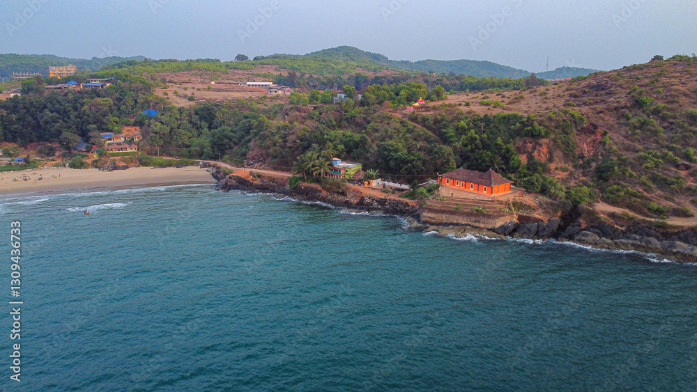 Fototapeta premium Indian beach Goa from a drone