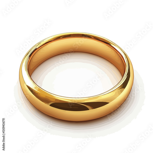 Shiny Gold Ring 3D Render Icon Isolated on White Background