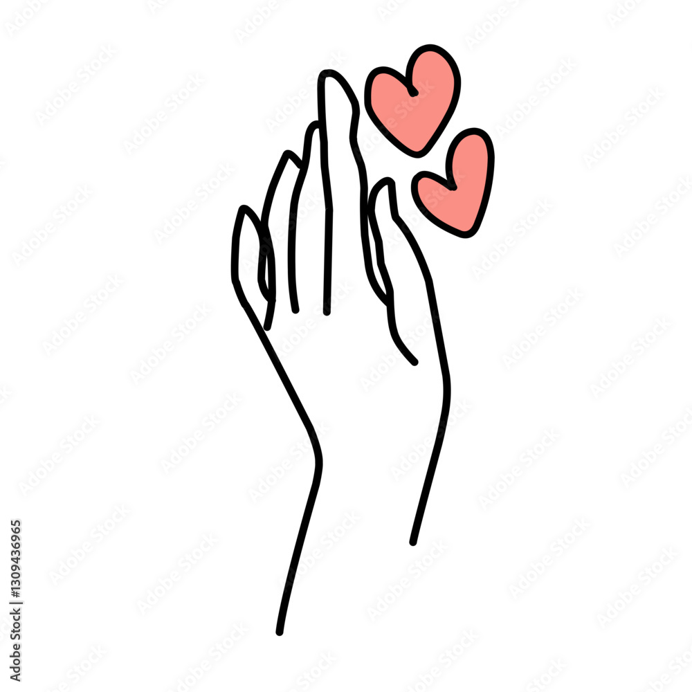 hands with red hearts hands with red hearts