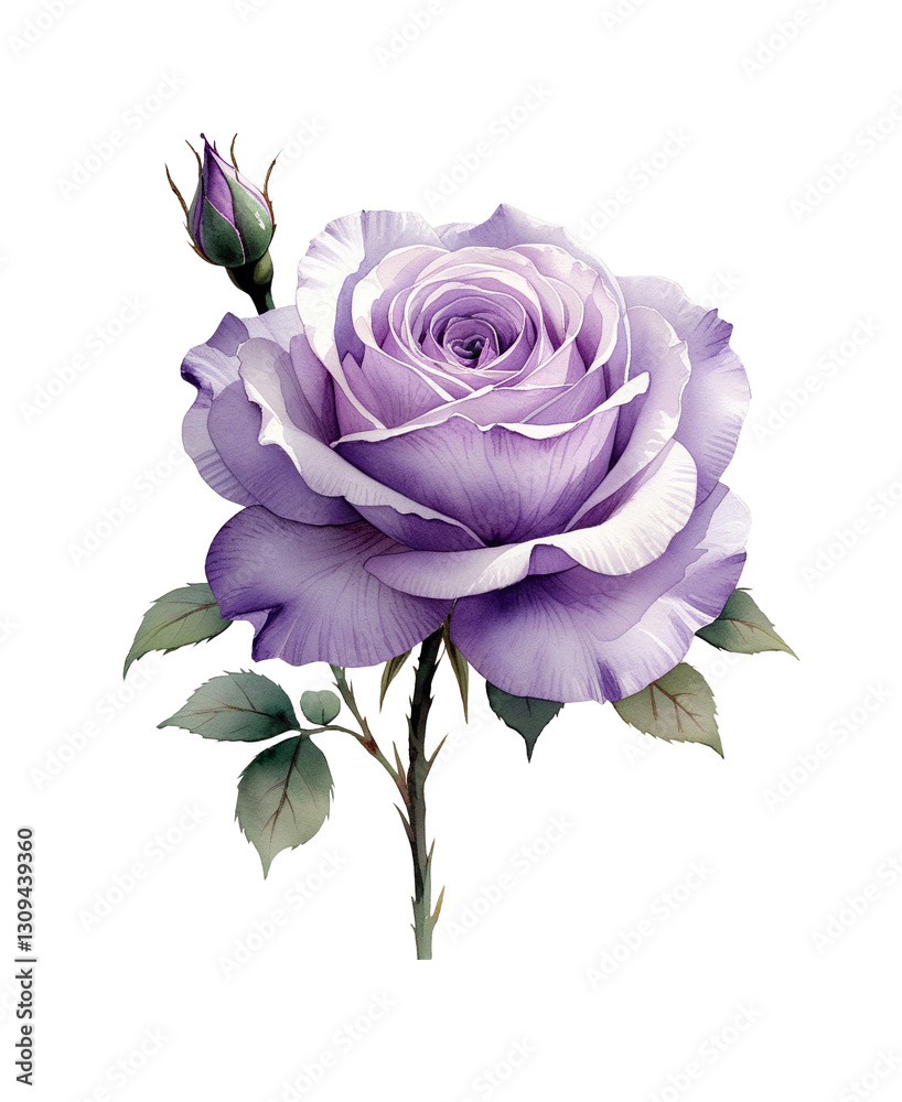 Floral Botanical Illustration of a Violet Rose on Transparent Background. Flower isolated clipart PNG for wedding invitation, greeting card, print design. Floral Botanical Illustration of a Violet Rose on Transparent Background. Flower isolated clipart PNG for wedding invitation, greeting card, print design.