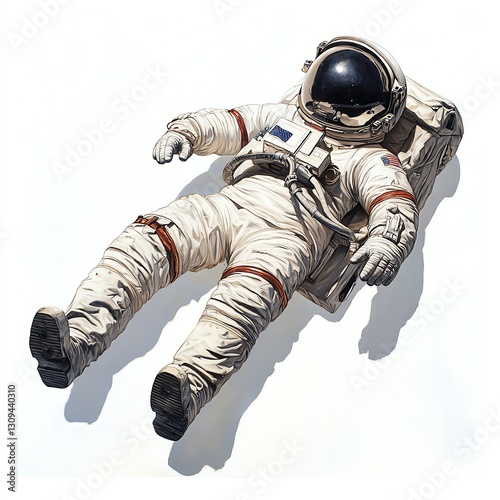 Astronaut floating, white isolated background. photo