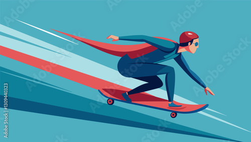 A daring longboarder taking a sharp turn at breakneck speed determined to outpace their competitors in a thrilling race.. Vector illustration