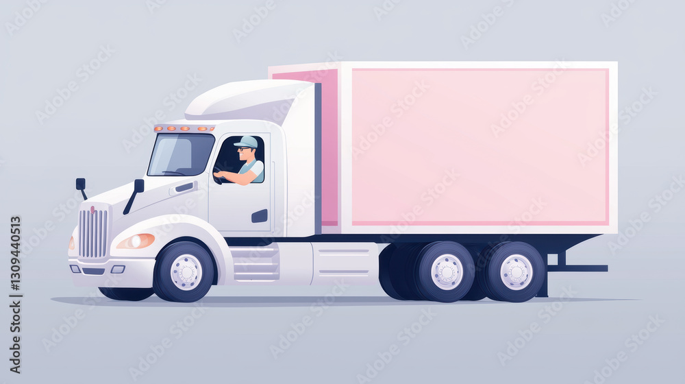 truck driver operates large delivery truck with blank cargo area, showcasing modern design. driver appears focused and professional, embodying spirit of transportation truck driver operates large delivery truck with blank cargo area, showcasing modern design. driver appears focused and professional, embodying spirit of transportation