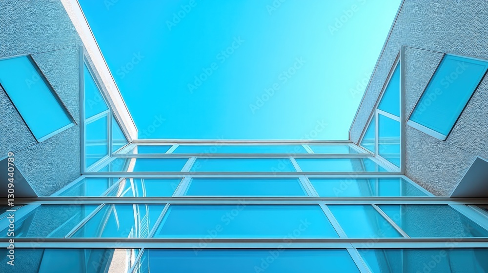 Obraz premium Modern architectural skylight design featuring contemporary geometric symmetry and glass facade