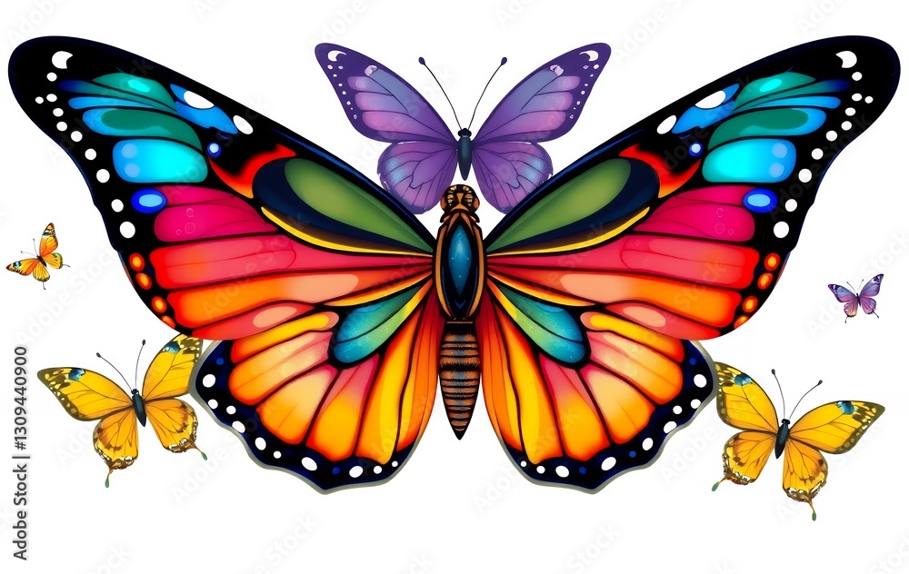 Colorful Butterflies Illustration Featuring Bright Wings and Unique Designs Colorful Butterflies Illustration Featuring Bright Wings and Unique Designs
