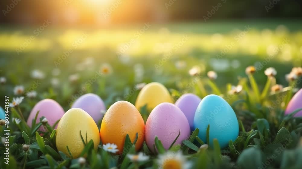 Easter eggs on meadow background Easter eggs on meadow background