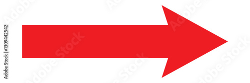Red long arrow pointing to the right. Long arrow icon Vector.  Red arrow icon. Long arrow isolated on white background. Red Long bold arrow .