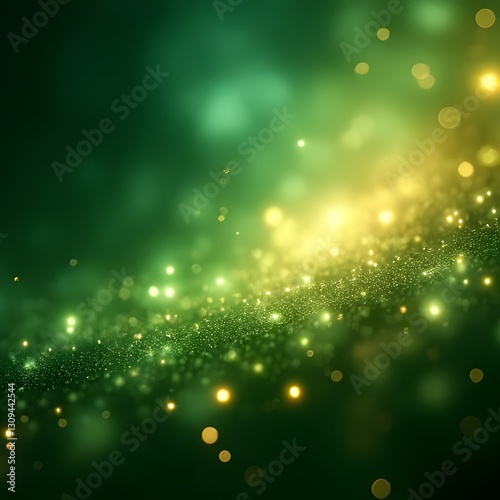 Abstract cosmic background green and gold bokeh