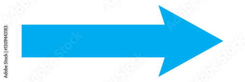Long arrow. Blue arrow pointing right. Blue large arrow pointing right. Bold long arrow. Vector illustration. Long arrow vector icon. Straight long arrow icon, right thin line, blue cursor, element