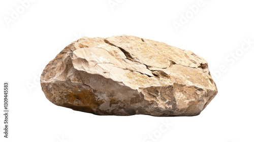 A large rock sits on a white background