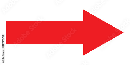 Red long arrow pointing to the right. Long arrow icon Vector.  Red arrow icon. Long arrow isolated on white background. Red Long bold arrow .