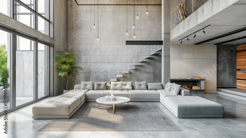 Loft interior design of modern living room home.