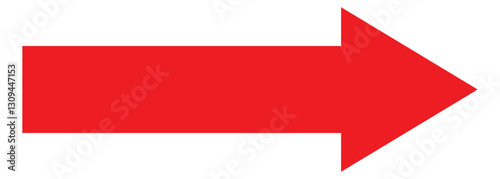 Red long arrow pointing to the right. Long arrow icon Vector.  Red arrow icon. Long arrow isolated on white background. Red Long bold arrow .