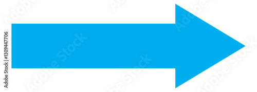 Long arrow. Blue arrow pointing right. Blue large arrow pointing right. Bold long arrow. Vector illustration. Long arrow vector icon. Straight long arrow icon, right thin line, blue cursor, element