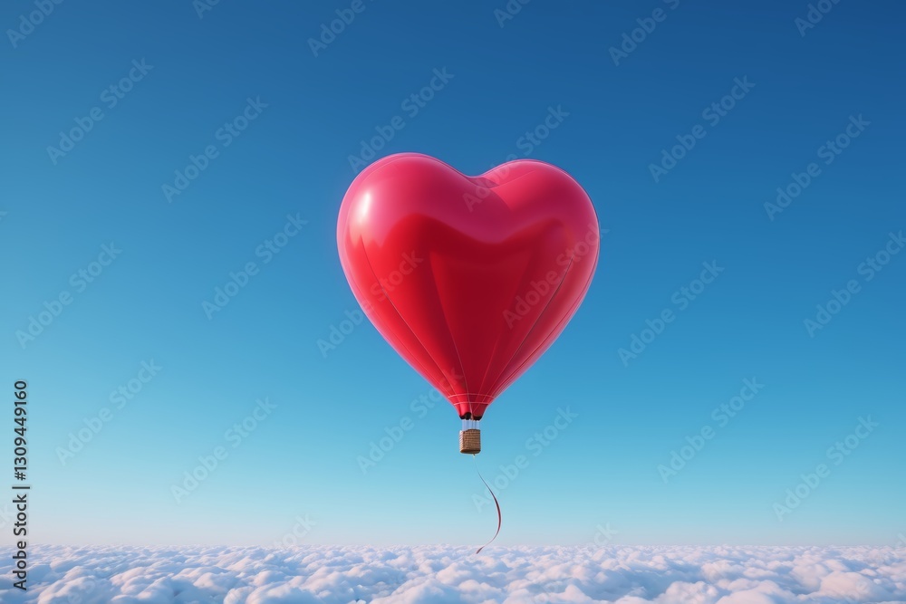 Fototapeta premium arafed heart shaped balloon floating in the sky with a rope
