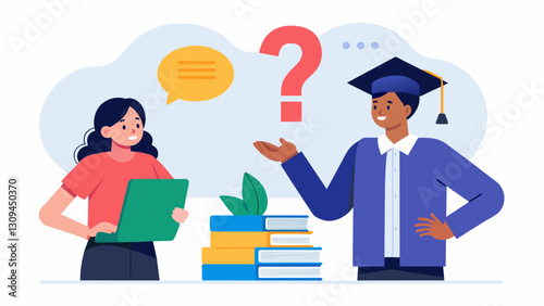 Through a series of questions and answers a financial counselor works with a graduate to create a customized loan repayment plan that fits their. Vector illustration